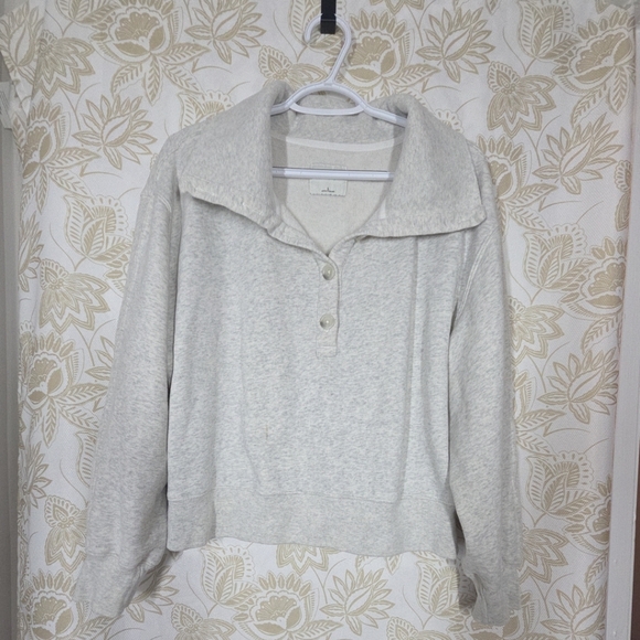 Abercrombie & Fitch soft AF Drama Wedge Henley Sweatshirt Top Large Cozy EUC - Picture 4 of 12